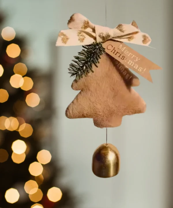 Festive cheer fur tree and Bell Ornament | Seasonal car hanging