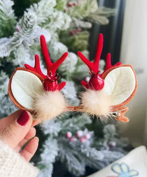 Christmas Themed Hair Clip | Santa Claus Deer Horn Hair Clip