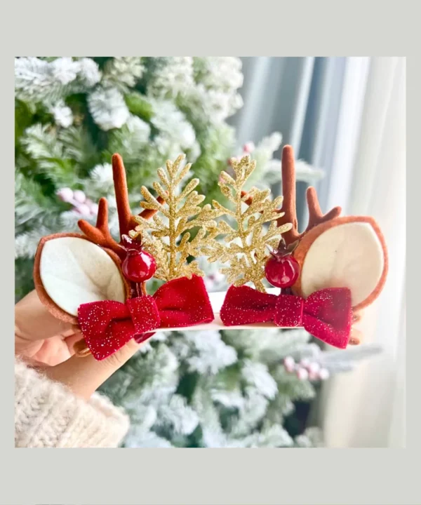 Christmas Themed Hair Clip | Christmas glitter horn Claw Clip