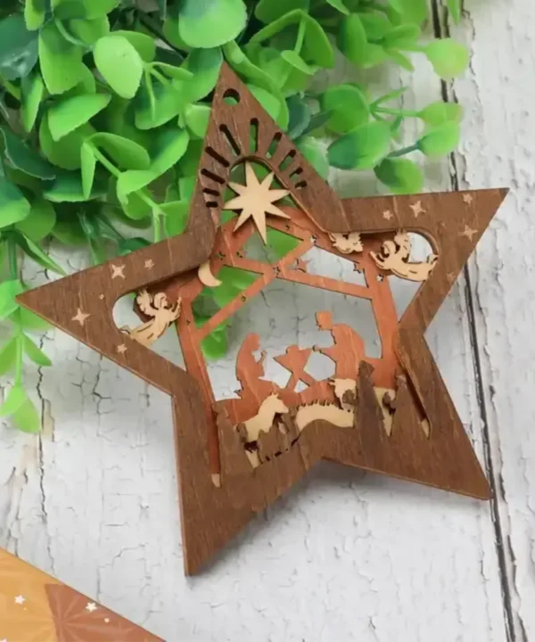 STAR OF WONDER -Nativity Christmas Wooden Ornament